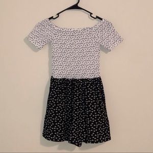 Black and white off the shoulder romper